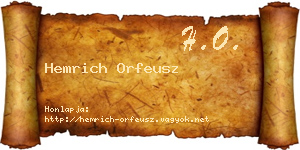 Hemrich Orfeusz névjegykártya